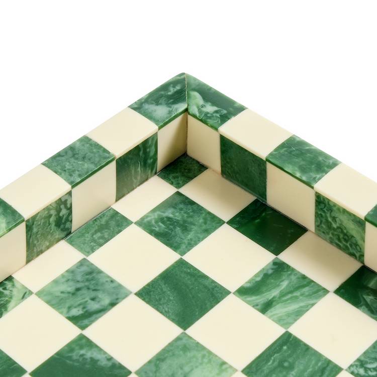 Habitat checkered green resin trinket tray, UK version