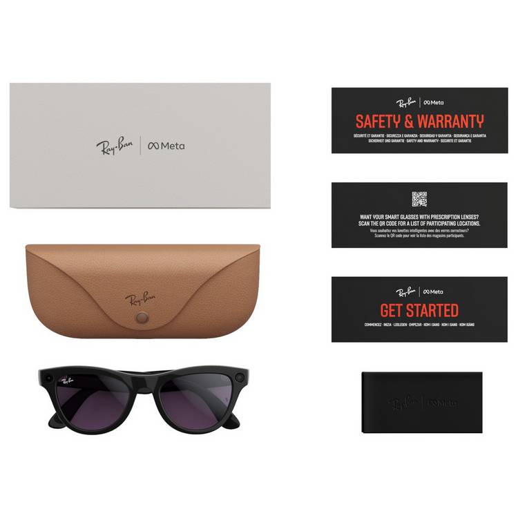 Ray-Ban Meta Skyler smart glasses shiny black transitions amethyst, imported from the UK