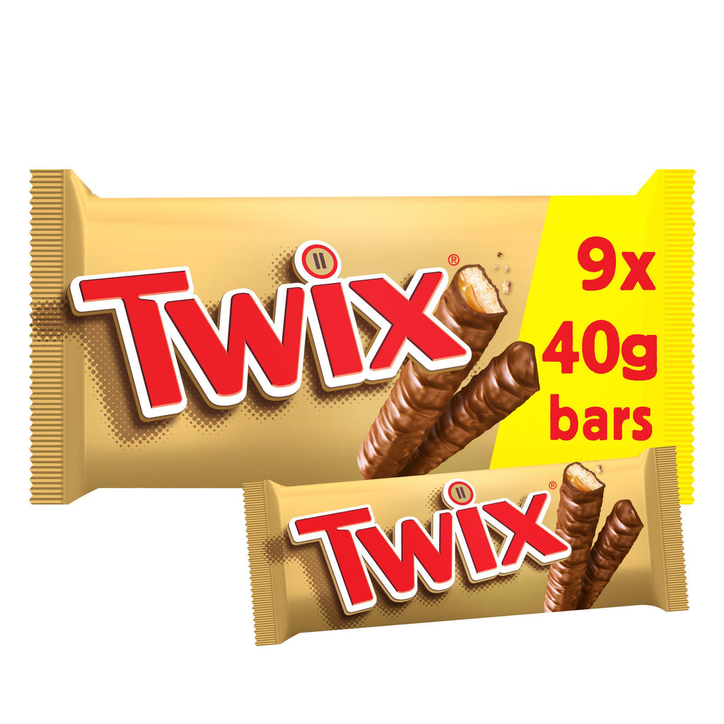 Twix Caramel & Milk Chocolate Fingers Twin Biscuit Snack Bars Multipack 9x40g