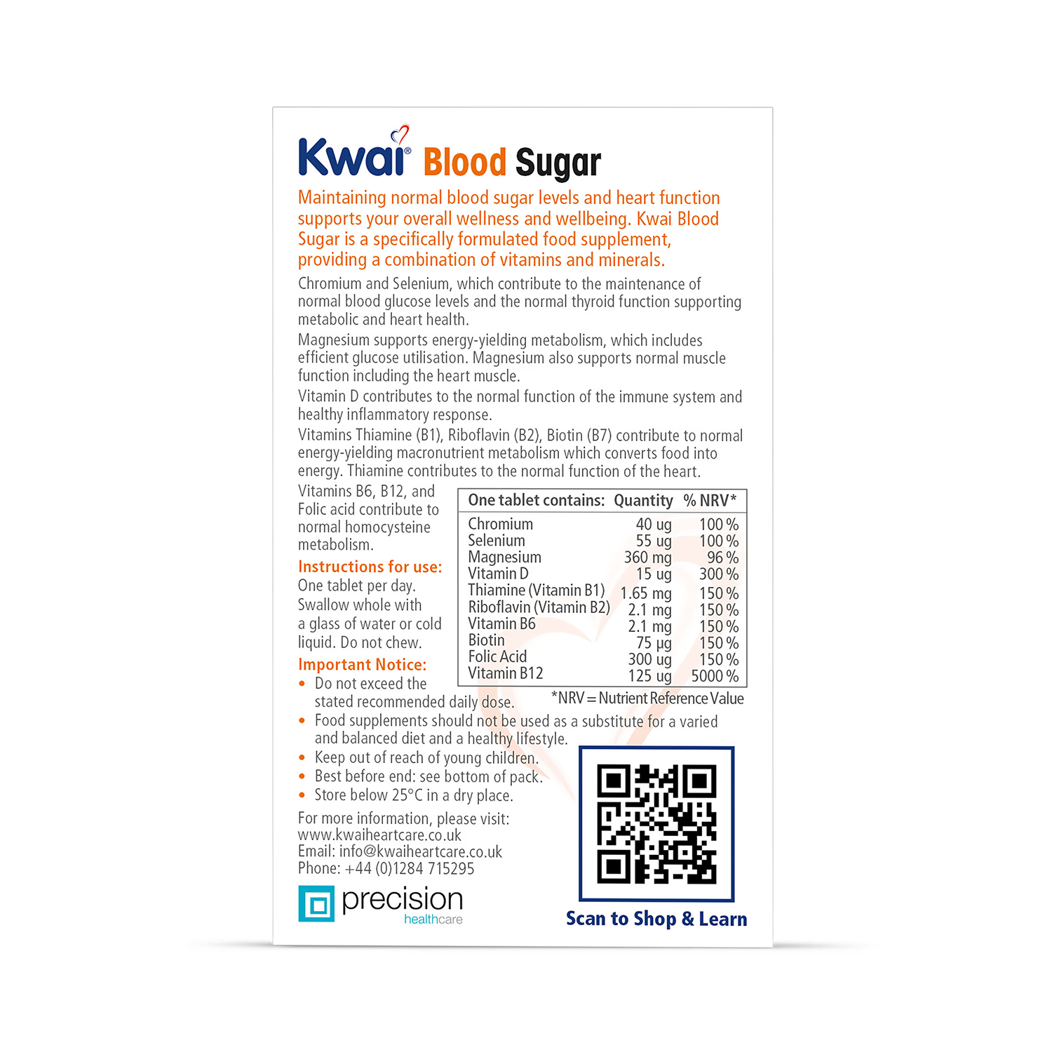 Kwai blood sugar supplement 30 tablets - British product