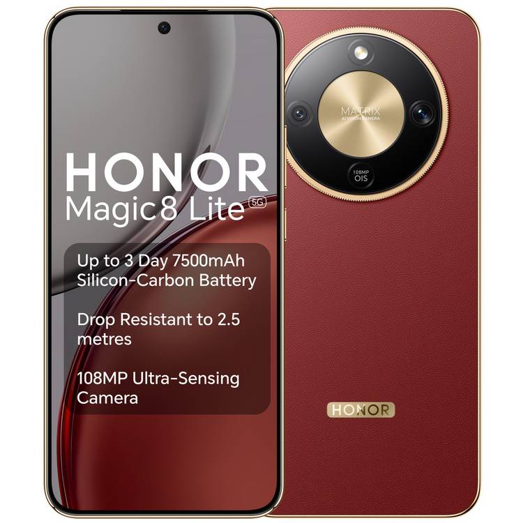 HONOR Magic8 Lite 5G 512GB AI Phone Reddish Brown, imported from the UK