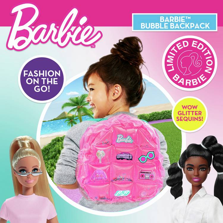 Barbie inflatable bubble backpack with sequins - British product