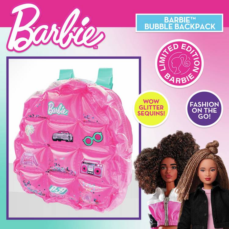 Barbie inflatable bubble backpack with sequins - British product