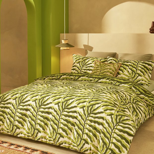 Habitat leaf printed green bedding set single - British product
