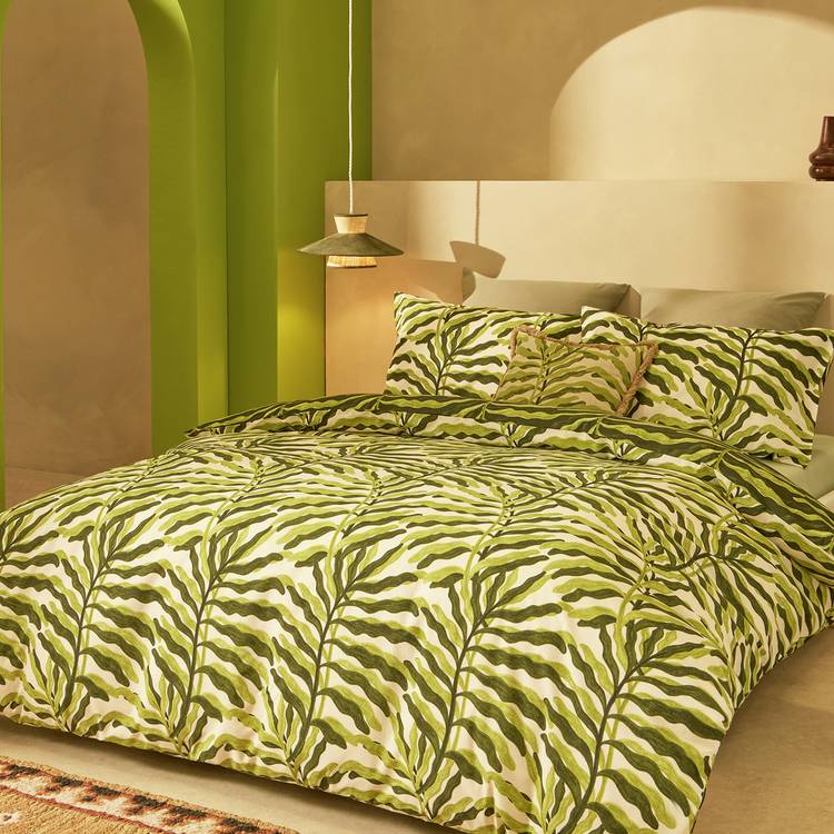 Habitat leaf printed green bedding set single - British product