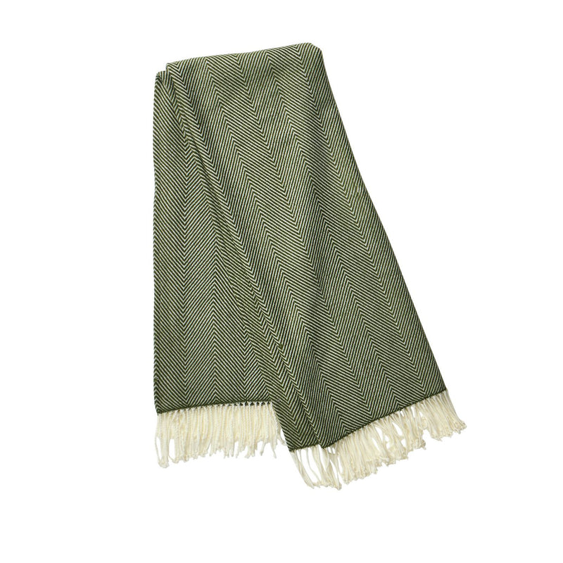Habitat herringbone throw moss green 125x150cm, imported from the UK