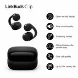 Sony LinkBuds Clip open-ear true wireless earbuds black, imported from the UK