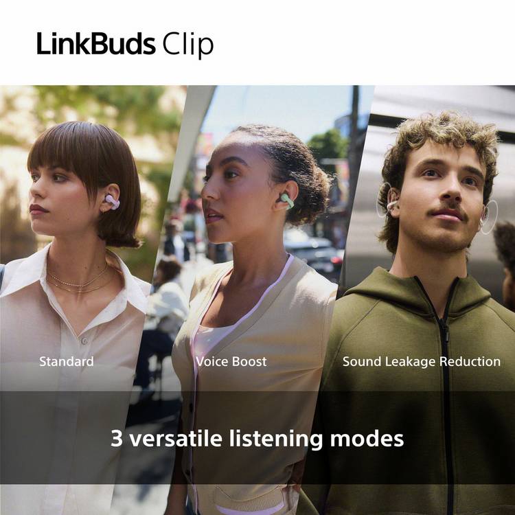 Sony LinkBuds Clip open-ear true wireless earbuds black, imported from the UK