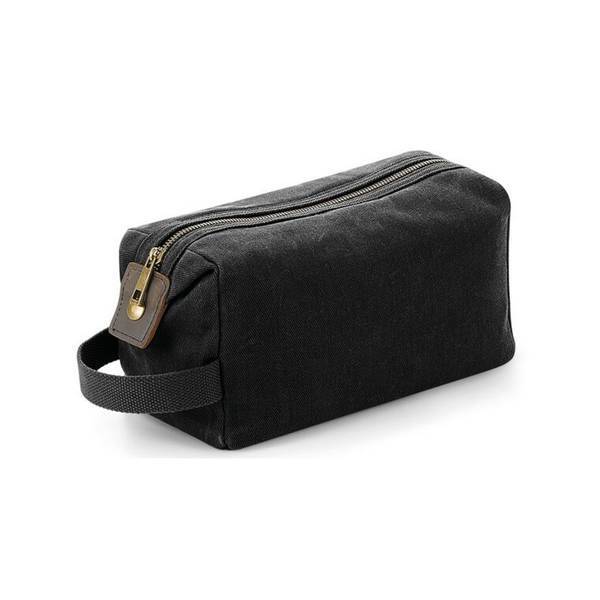 Quadra Heritage washed leather toiletry bag - British product