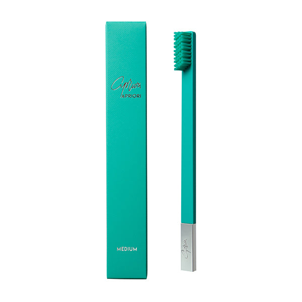 APRIORI Turquoise Blue Silver Medium Toothbrush - British product