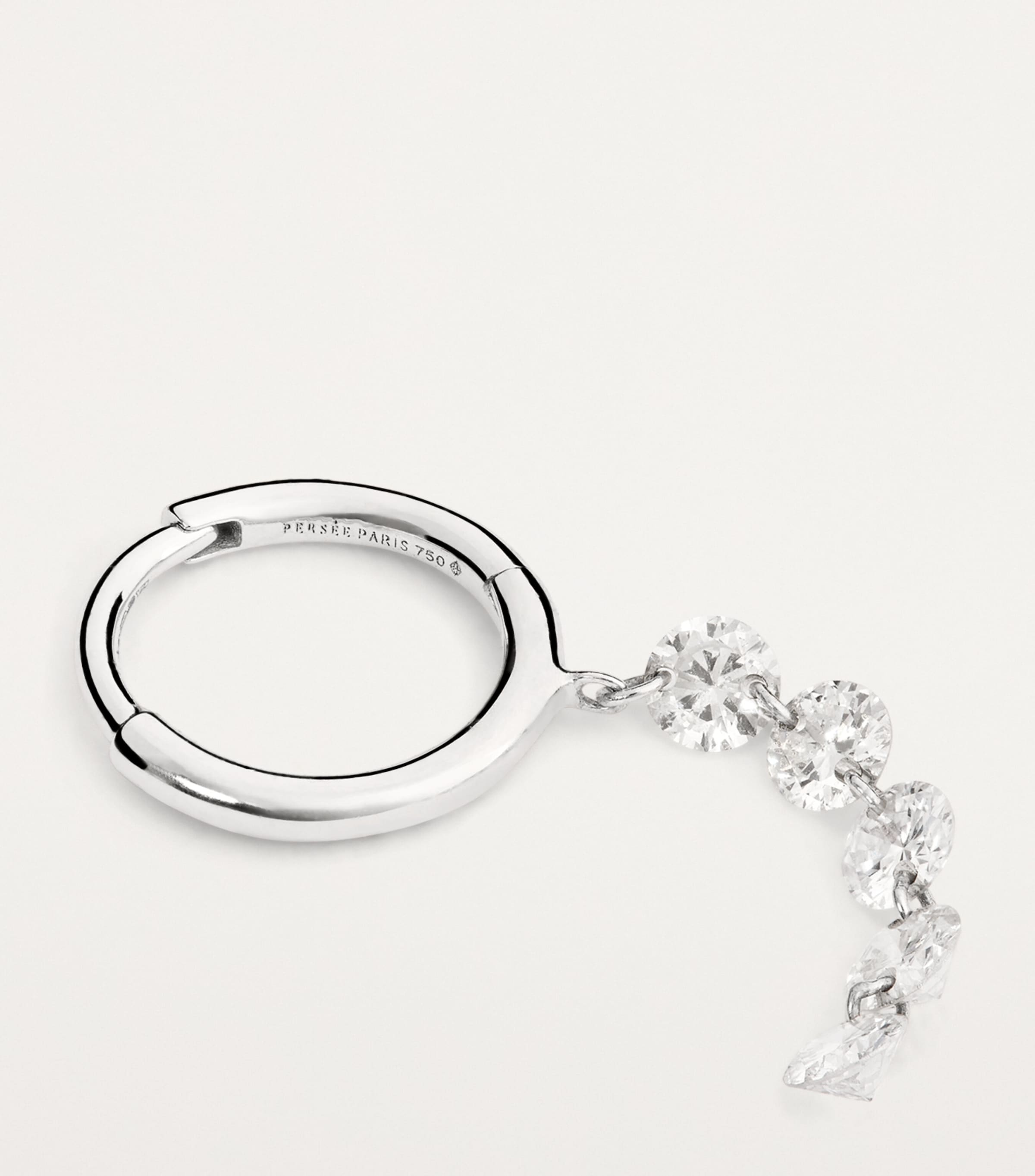 Persée white gold diamond hoop earring, imported from the UK