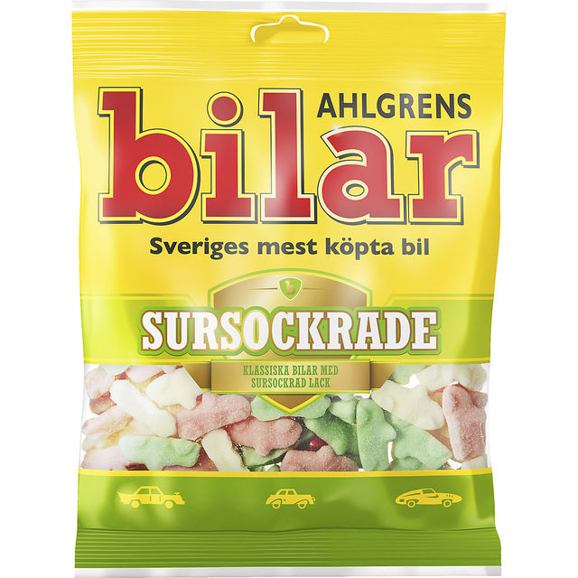 Ahlgrens Bilar Sursockrade Sour Soft Chewy Marshmallow Cars   100g GOODS M&S   