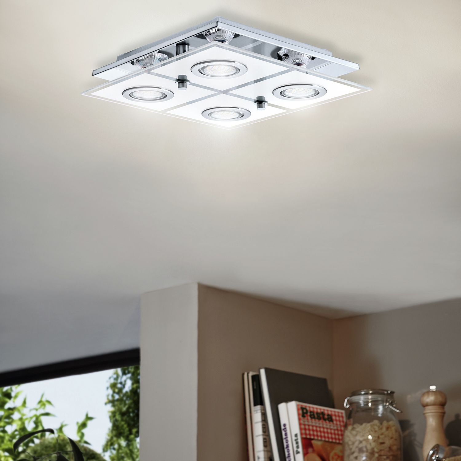 Eglo Cabo small 4-light ceiling light chrome, UK version