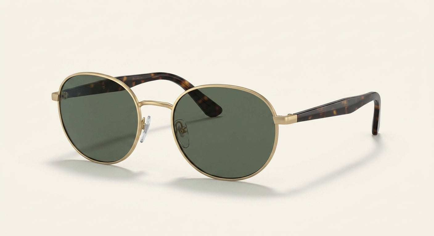 Prada oval sunglasses pale gold green polyamide lenses - British product
