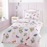 RHS Butterfly Garden bedding set white and pink single - British product