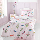 RHS Butterfly Garden bedding set white and pink single - British product