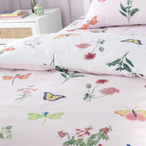 RHS Butterfly Garden bedding set white and pink single - British product