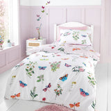 RHS Butterfly Garden bedding set white and pink single - British product