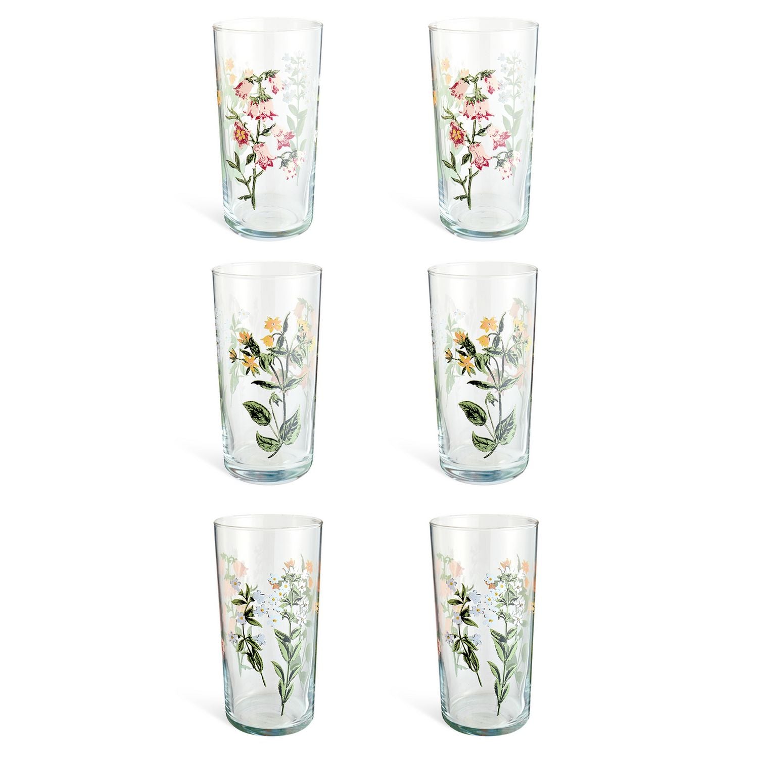Argos Home floral hi ball glasses 490ml, set of 6 (British brand)