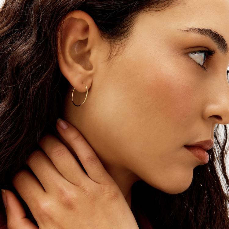 Revere 9ct gold plated sterling silver sleeper hoop earrings, imported from the UK