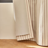 Habitat Yarn Dye Stripe Blackout Pencil Pleat Curtains - Latte - 229x183cm