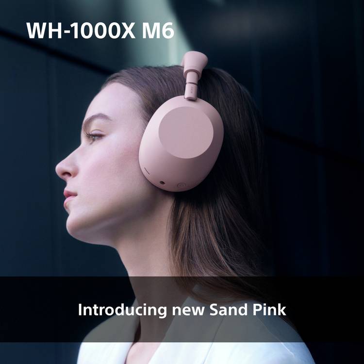Sony WH-1000XM6 noise-cancelling headphones sand pink, UK version