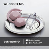 Sony WH-1000XM6 noise-cancelling headphones sand pink, UK version