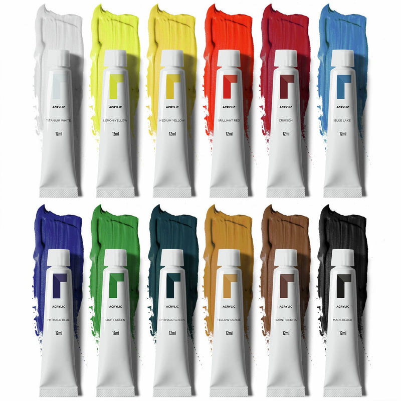 Reeves acrylic paint set 12 vibrant colours, UK version