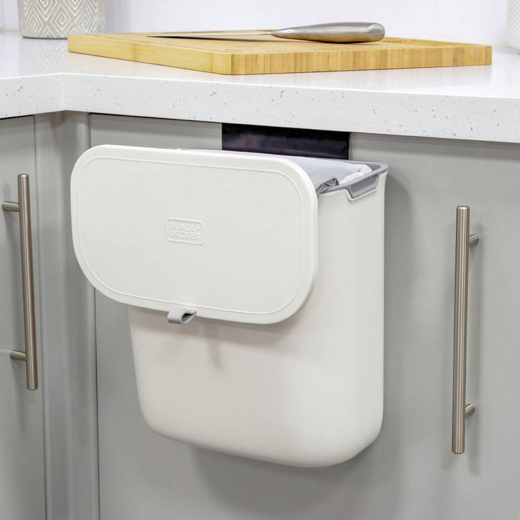 Black+Decker 7.6L white cupboard bin - British product