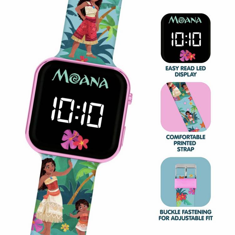 Disney Moana printed silicone strap digital watch - British brand
