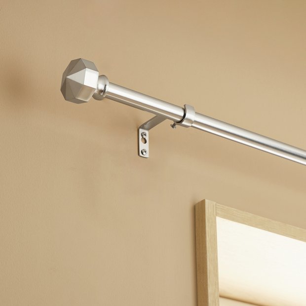 Argos Home satin nickel extendable curtain pole 165-300cm - British product