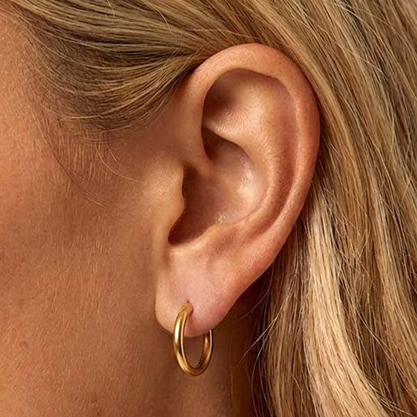 MUCHV gold solid small hoop earrings 18mm - British product
