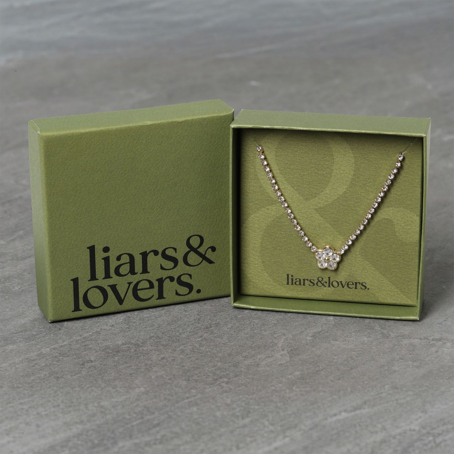 Liars & Lovers crystal flower necklace (British brand)