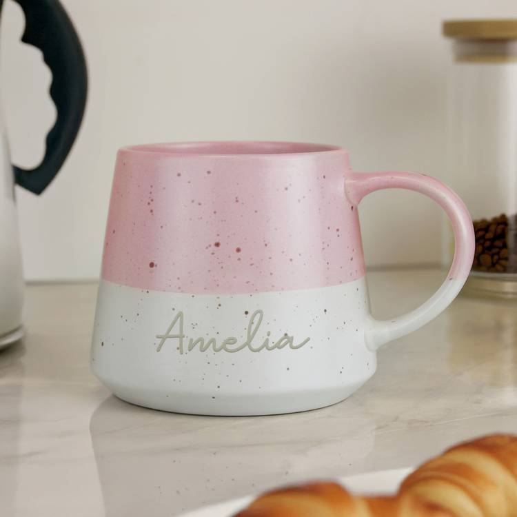 Personalised Message pink ceramic mug custom name (British brand)