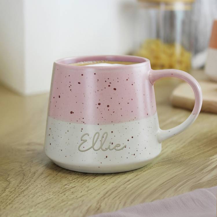 Personalised Message pink ceramic mug custom name (British brand)