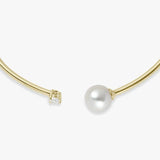Revere gold plated torque bangle with pearl 7.25in - British product