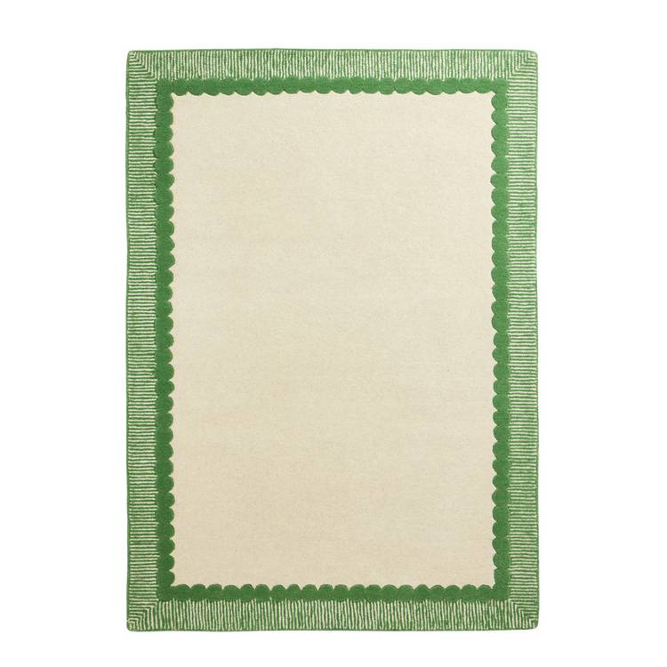 Habitat Bobbin Border cream wool cut pile rug 120x170cm, imported from the UK