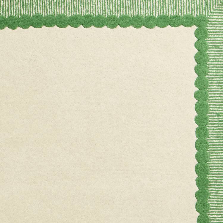Habitat Bobbin Border cream wool cut pile rug 120x170cm, imported from the UK