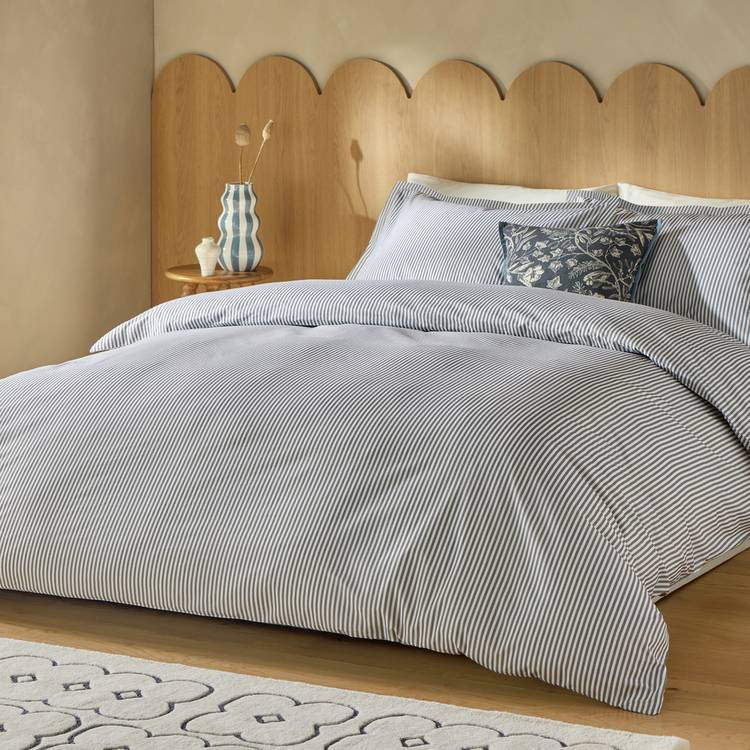 Habitat cotton Oxford stripe grey bedding set single, UK version