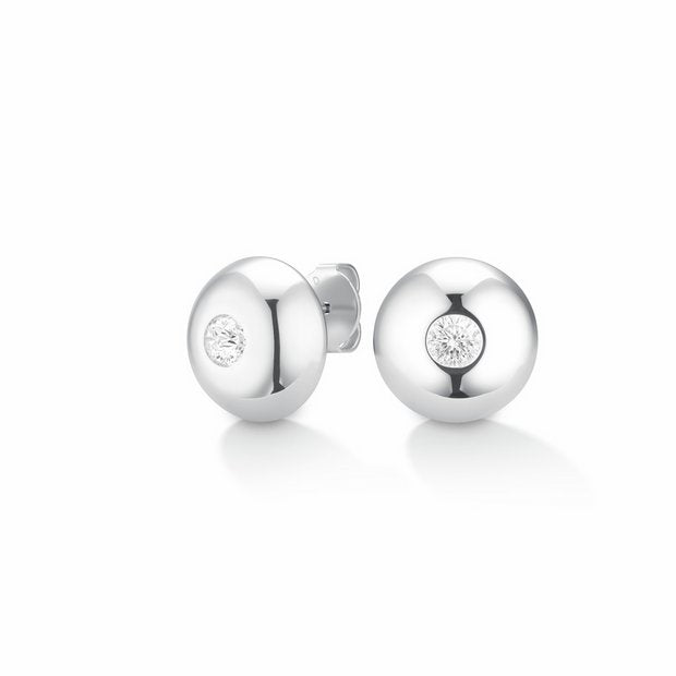 Rosefield stainless steel solitaire stud earrings with crystal stone (British brand)