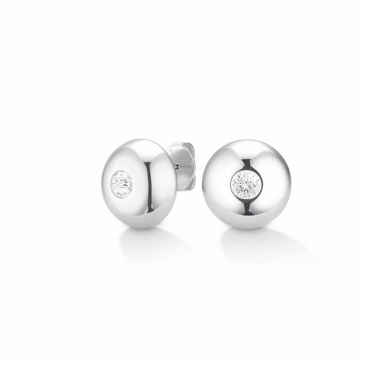 Rosefield stainless steel solitaire stud earrings with crystal stone (British brand)
