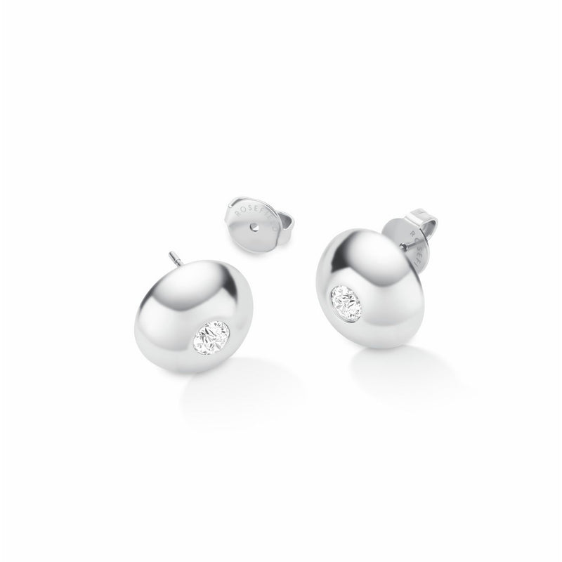 Rosefield stainless steel solitaire stud earrings with crystal stone (British brand)