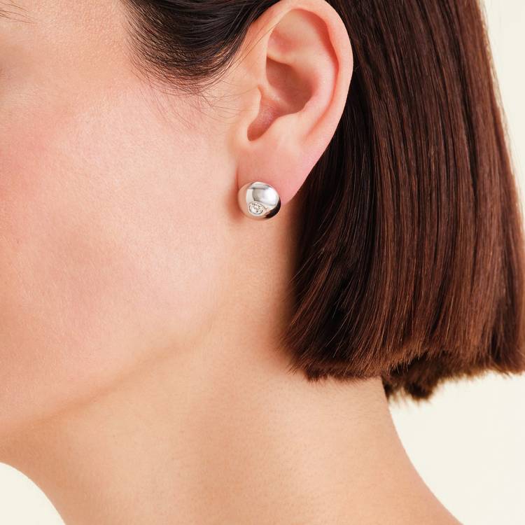 Rosefield stainless steel solitaire stud earrings with crystal stone (British brand)