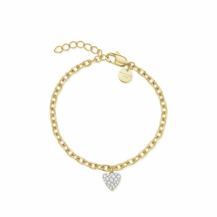 Rosefield gold plated heart pendant bracelet 20cm (British brand)
