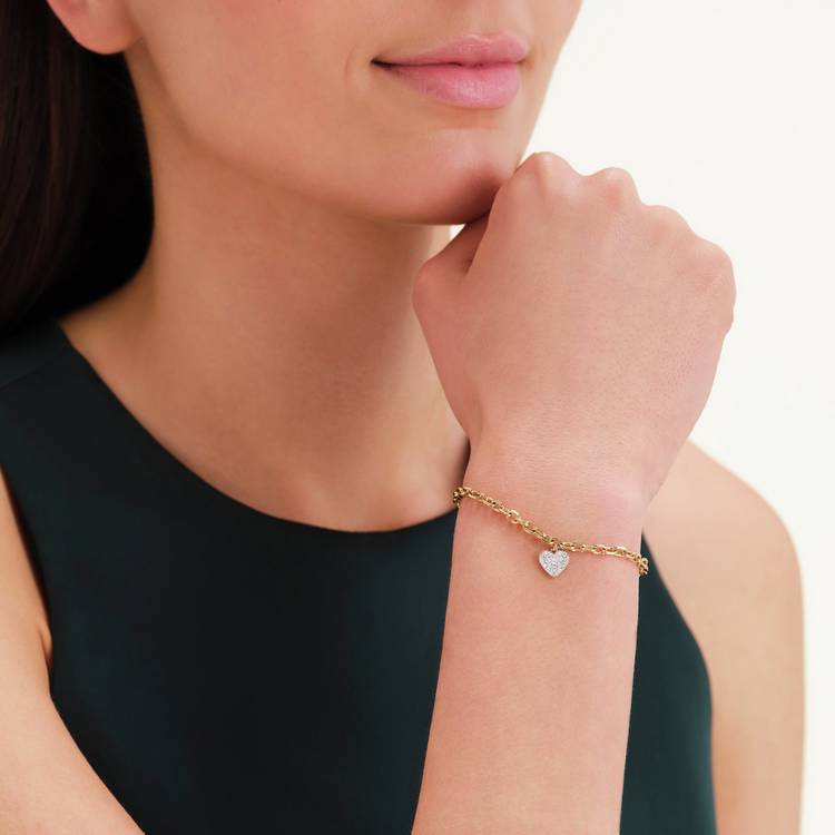 Rosefield gold plated heart pendant bracelet 20cm (British brand)
