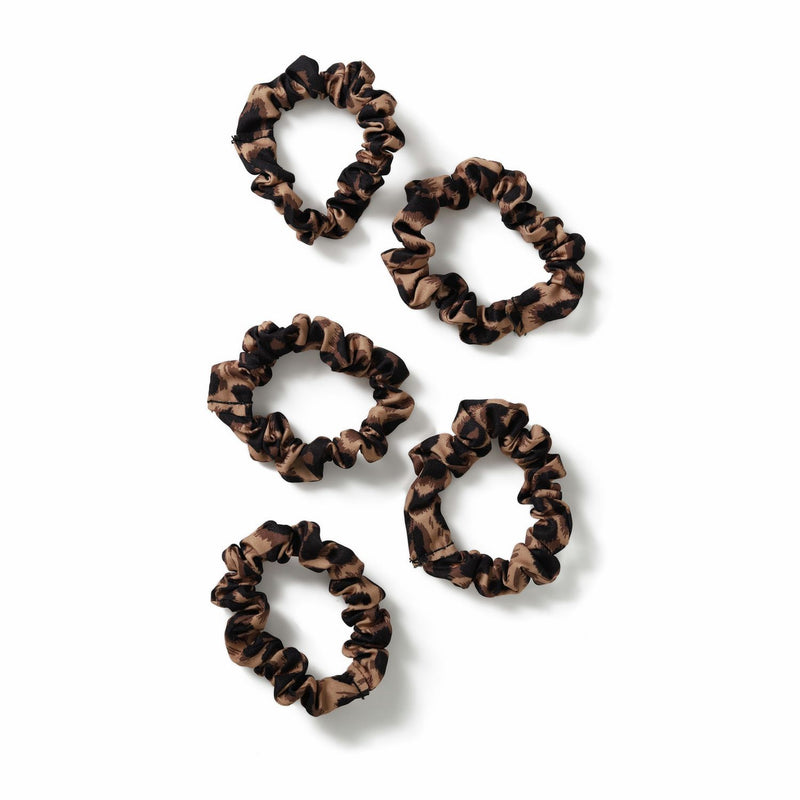 Freedom ruched leopard print scrunchies pack of 5 - British product