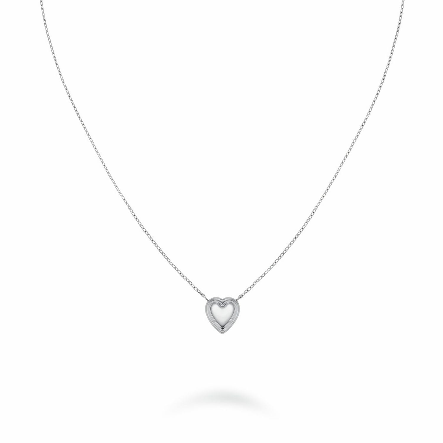 Rosefield silver-plated puffy heart pendant necklace, UK version