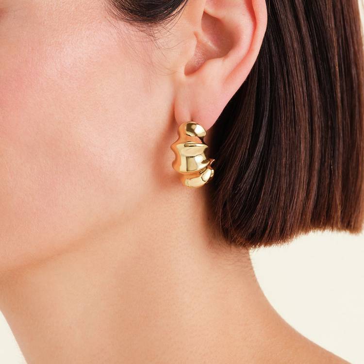 Rosefield gold plated bamboo earrings 25mm drop (British brand)