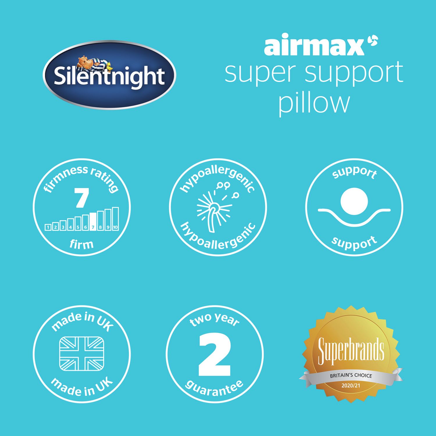 Silentnight Airmax firm support pillow 48x74cm, UK version