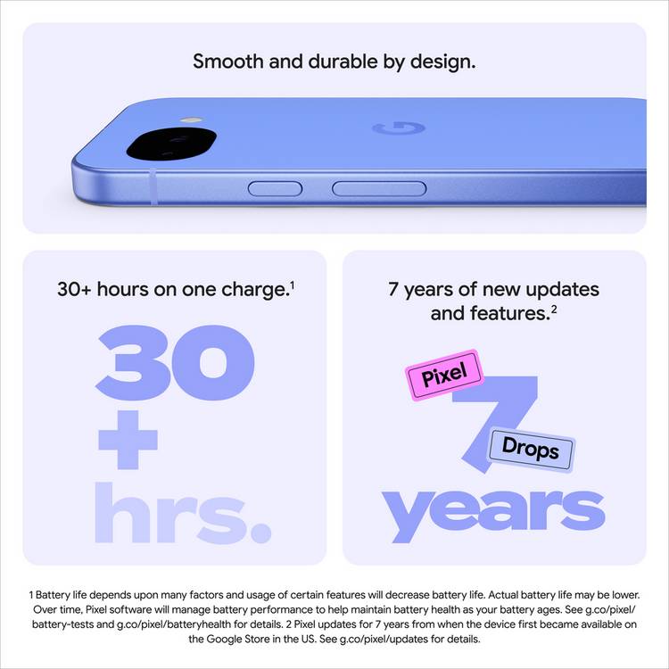 Google Pixel 10a 5G smartphone 256GB lavender, imported from the UK